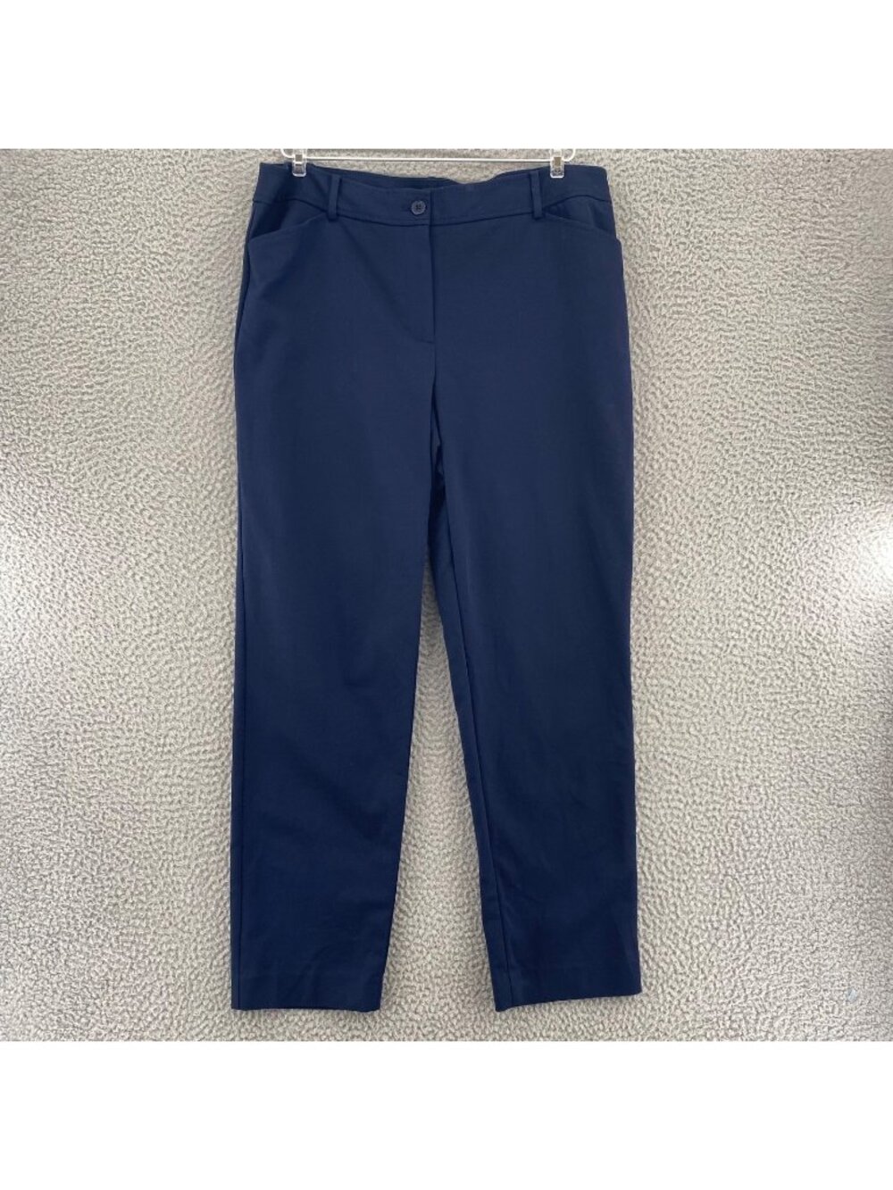 Talbots Pants Womens 12 Navy Hampshire Ankle High Rise Trousers Stretch Pockets
